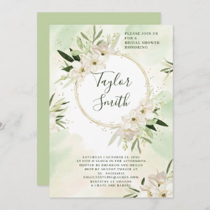 Elegant Floral Greenery Bridal Shower Kaart