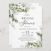 Elegant Floral Greenery Bridal Shower Kaart (Voorkant / Achterkant)