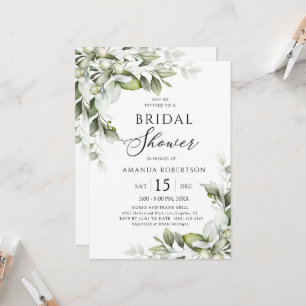 Elegant Floral Greenery Bridal Shower Kaart