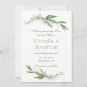 Elegant Floral Greenery Fotografie bruiloft Save The Date (Achterkant)