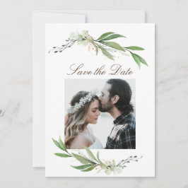 Elegant Floral Greenery Fotografie bruiloft Save The Date