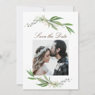 Elegant Floral Greenery Fotografie bruiloft Save The Date