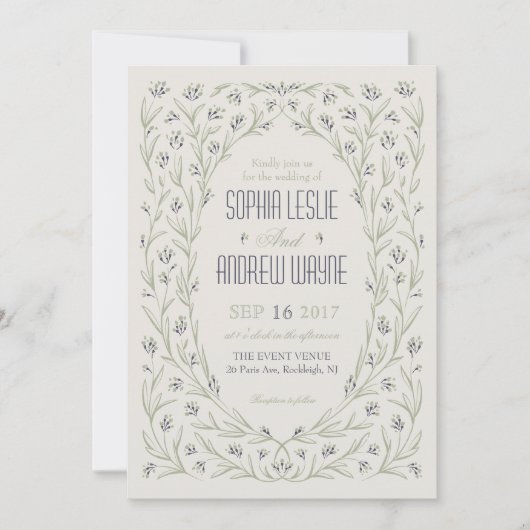 Elegant floral greenery garden rustige bruiloft kaart (Voorkant)