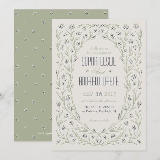 Elegant floral greenery garden rustige bruiloft kaart (Voorkant / Achterkant)