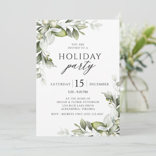 Elegant Floral Greenery Holiday Kaart (Staand voorkant)