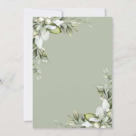 Elegant Floral Greenery Holiday Kaart (Achterkant)