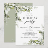 Elegant Floral Greenery Holiday Kaart (Voorkant / Achterkant)