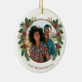 Elegant Floral Greenery Kerstmis 2 Foto serie Keramisch Ornament (Rechts)