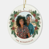 Elegant Floral Greenery Kerstmis 2 Foto serie Keramisch Ornament (Links)