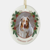 Elegant Floral Greenery Memorial 2 Fotokerstfeest Keramisch Ornament (Rechts)