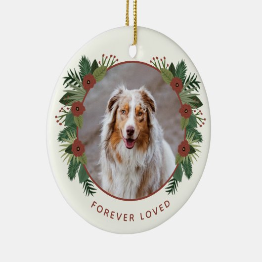 Elegant Floral Greenery Memorial 2 Fotokerstfeest Keramisch Ornament (Rechts)