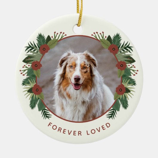 Elegant Floral Greenery Memorial 2 Fotokerstfeest Keramisch Ornament (Voorkant)