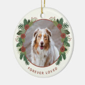 Elegant Floral Greenery Memorial 2 Fotokerstfeest Keramisch Ornament (Links)