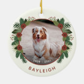 Elegant Floral Greenery Memorial 2 Fotokerstfeest Keramisch Ornament (Achterkant)