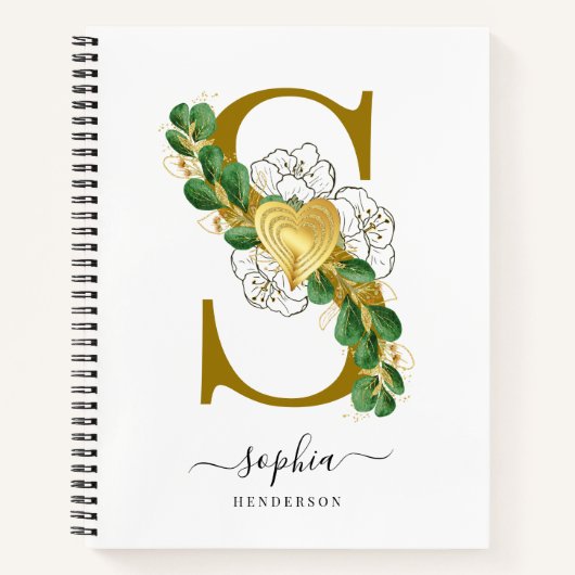 Elegant Floral Greenery Monogrammed Letter S Notitieboek (Voorkant)