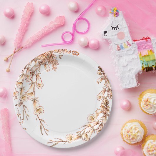 Elegant Floral Greenery Vrijgezellenfeest Wedding Papieren Bordje (Feest)