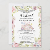 Elegant Floral Greenery Waterverf Virtual Shower Kaart (Voorkant)