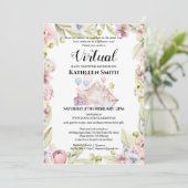 Elegant Floral Greenery Waterverf Virtual Shower Kaart (Staand voorkant)