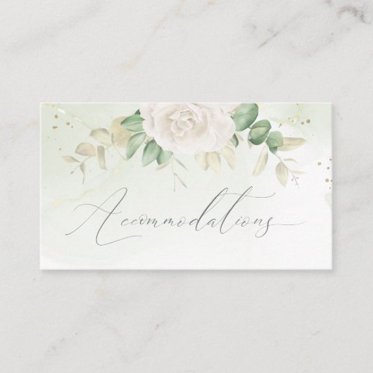 Elegant Floral Greenery Wedding Accommodations Informatiekaartje (Voorkant)
