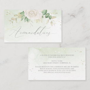 Elegant Floral Greenery Wedding Accommodations Informatiekaartje
