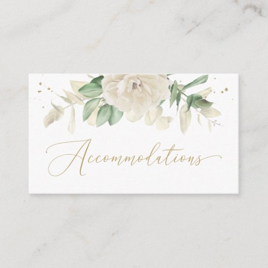 Elegant Floral Greenery Wedding Accommodations Informatiekaartje (Voorkant)
