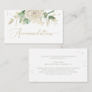 Elegant Floral Greenery Wedding Accommodations Informatiekaartje