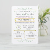 Elegant Floral Greenery Wedding Invitation Kaart (Staand voorkant)