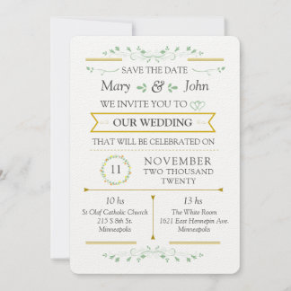 Elegant Floral Greenery Wedding Invitation Kaart