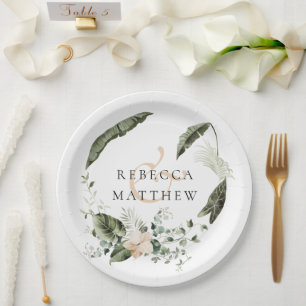 Elegant Floral Greenery Wedding Papieren Bordje