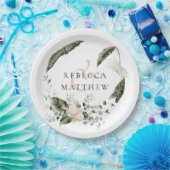 Elegant Floral Greenery Wedding Papieren Bordje (Feest)