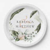 Elegant Floral Greenery Wedding Papieren Bordje (Voorkant)