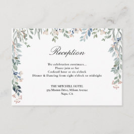 Elegant Floral Greenery Wedding Reception Informatiekaartje