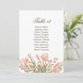 Elegant Floral Greenery Wedding Seating Chart Kaart (Staand voorkant)