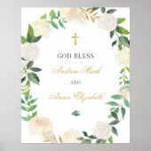Elegant Floral Greenery Wreated Custom God Bless Poster (Voorkant)