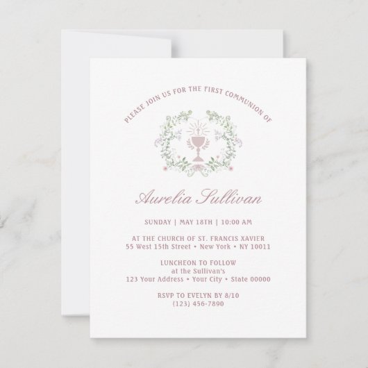 Elegant Floral Greenery Wreath First Community Kaart (Voorkant)