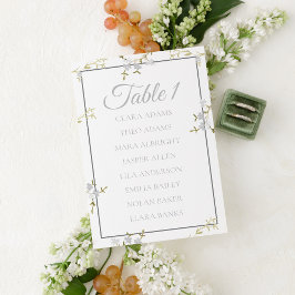 Elegant Floral Grey Wedding Seating Chart Card Kaart