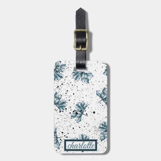 Elegant Floral Grunge Monogram Bagagelabel (Voorkant verticaal)