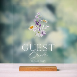Elegant Floral Guest Book Sign Acryl Bord