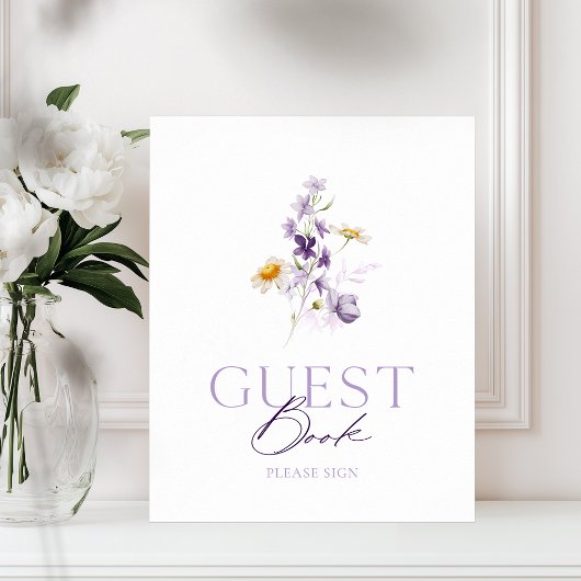 Elegant Floral Guest Book Sign Poster