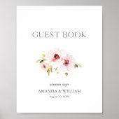 Elegant Floral Guest Book Sign Poster (Voorkant)