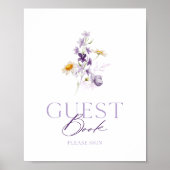 Elegant Floral Guest Book Sign Poster (Voorkant)