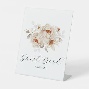 Elegant Floral Guest Book Sign Reclamebord Met Voetstuk