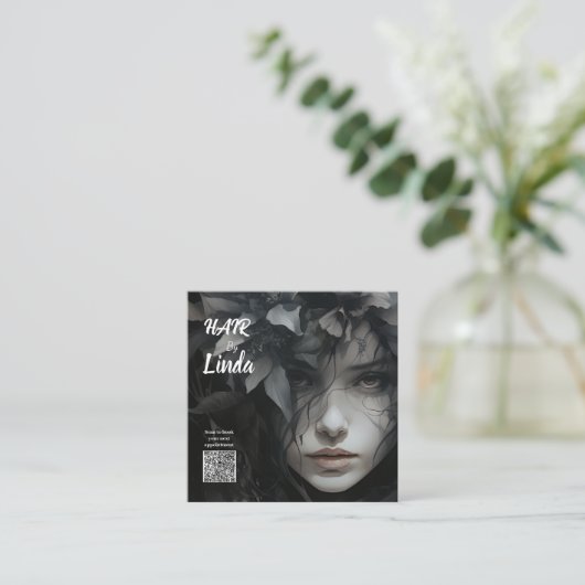 Elegant Floral Haarstylist QR code visitekaartjes Contactkaartje (Staand voorkant)