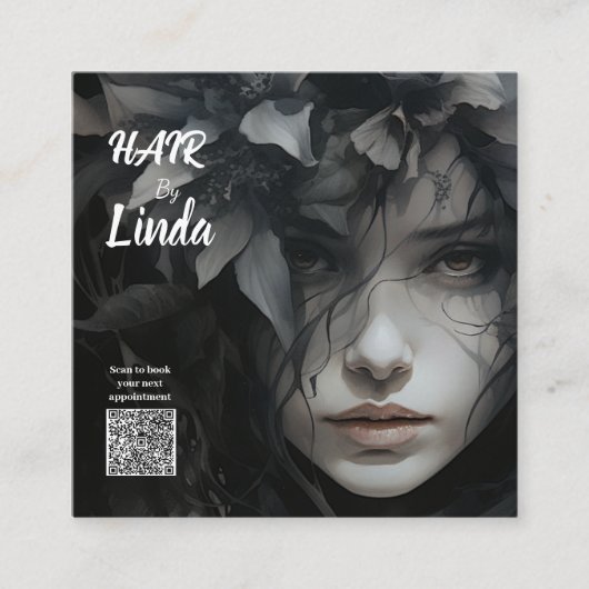 Elegant Floral Haarstylist QR code visitekaartjes Contactkaartje (Voorkant)