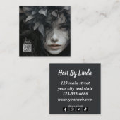 Elegant Floral Haarstylist QR code visitekaartjes Contactkaartje (Voorkant / Achterkant)