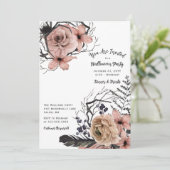 Elegant Floral Halloween Party Invitation Kaart (Staand voorkant)