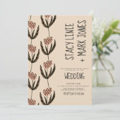 Elegant Floral Hand Drawn Fancy Script Wedding Kaart (Staand voorkant)