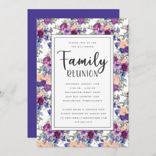 Elegant Floral Hand Lettered Script Family Reunion Kaart