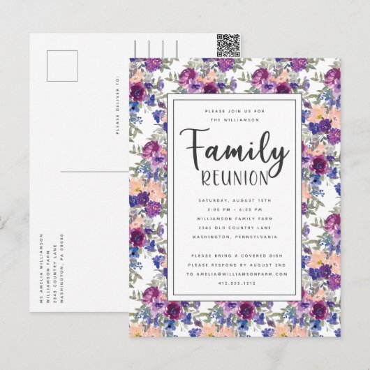 Elegant Floral hand-Met handschrift geschakelde Sc Briefkaart (Voorkant / Achterkant)