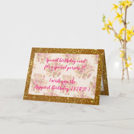 Elegant Floral Happiest Birthday Card Kaart (Gele Bloem)